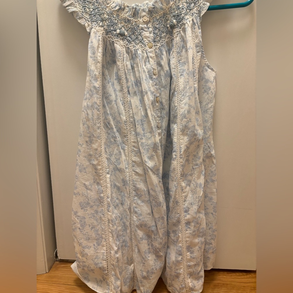 LoveShackFancy blue button down dress